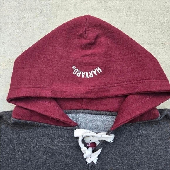 Red and Gray Collegiate Sweatshirt with Hood - Picture 3 of 5